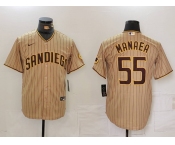 Men's San Diego Padres #55 Sean Manaea Khaki Cool Base Stitched Jersey