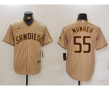 Men's San Diego Padres #55 Sean Manaea Khaki Cool Base Stitched Jersey