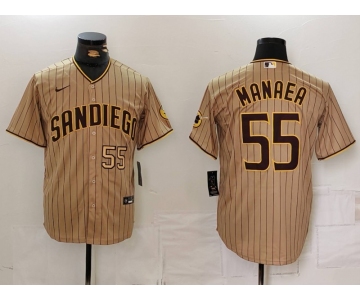 Men's San Diego Padres #55 Sean Manaea Khaki Cool Base Stitched Jerseys