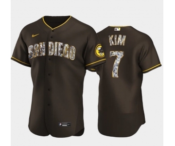 Men's San Diego Padres #7 Ha Seong Kim Diamond Edition Brown Jersey