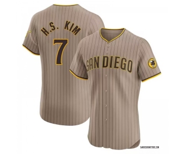 Men's San Diego Padres #7 Ha Seong Kim White Stitched MLB Cool Base Nike Brown Jersey