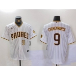 Men's San Diego Padres #9 Jake Cronenworth White Team Logo Stitched MLB Cool Base Nike Jerseys