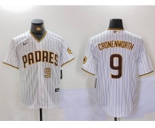 Men's San Diego Padres #9 Jake Cronenworth White Team Logo Stitched MLB Cool Base Nike Jerseys