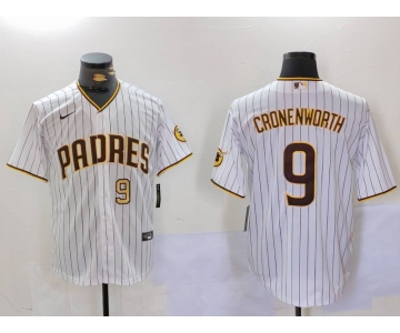 Men's San Diego Padres #9 Jake Cronenworth White Team Logo Stitched MLB Cool Base Nike Jerseys