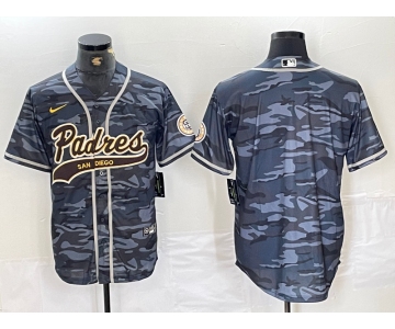 Men's San Diego Padres Blank Gray Camo Cool Base Stitched Jersey