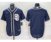 Men's San Diego Padres Blank Navy Blue Cool Base Stitched Baseball Jersey