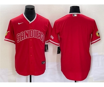 Men's San Diego Padres Blank Red Cool Base Stitched Baseball Jersey