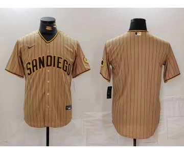 Men's San Diego Padres Blank Tan Cool Base Stitched Jersey