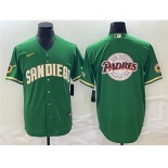 Men's San Diego Padres Green Team Big Logo Cool Base Stitched Baseball Jersey 001