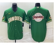 Men's San Diego Padres Green Team Big Logo Cool Base Stitched Baseball Jersey 001