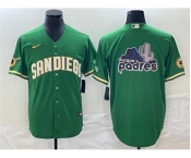 Men's San Diego Padres Green Team Big Logo Cool Base Stitched Baseball Jersey 002