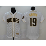 NIke Men's Mitchell and Ness San Diego Padres #19 Tony Gwynn Replica White Gold Throwback Baseball Jersey