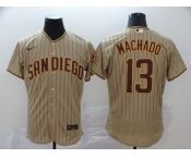 Nike Men's Majestic San Diego Padres  #13 Manny Machado Grey Strip  Flexbase Authentic Collection MLB Jersey