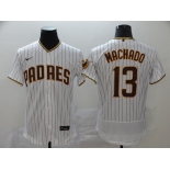 Nike Men's Majestic San Diego Padres  #13 Manny Machado White Black Strip Flexbase Authentic Collection MLB Jersey