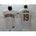 Nike Men's Majestic San Diego Padres #19 Tony Gwynn White Black Strip Flexbase Authentic Collection MLB Jersey