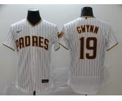 Nike Men's Majestic San Diego Padres #19 Tony Gwynn White Black Strip Flexbase Authentic Collection MLB Jersey