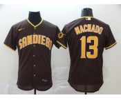 Nike Men's San Diego Padres #13 Manny Machado Brown Alternate Flex Base Authentic Collection Baseball Jersey