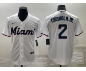 Men's Miami Marlins #2 Jazz Chisholm Jr White Stitched MLB Cool Base Nike Jersey