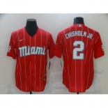 Men's Miami Marlins #2 Jazz Chisholm Nike Red 2021 City Connect Replica Player Jersey