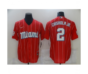 Men's Miami Marlins #2 Jazz Chisholm Nike Red 2021 City Connect Replica Player Jersey