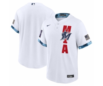 Men's Miami Marlins Blank Nike White 2021 MLB All-Star Game Replica Jersey