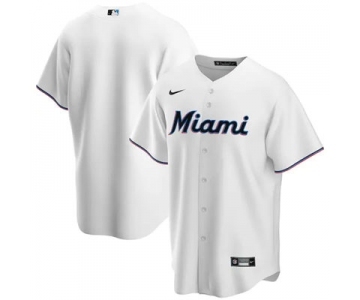 Men's Miami Marlins Blank White Cool Base Stitched Baseball Jersey