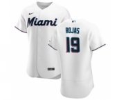 Men's Nike Miami Marlins #19 Miguel Rojas White Home 2020 Authentic Player Baseball Jersey