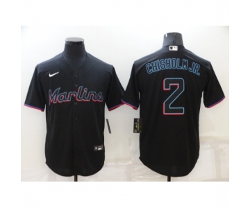 Men's Nike Miami Marlins #2 Jazz Chisholm Red Black Replica Jersey