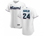 Men's Nike Miami Marlins #24 Jesus Aguilar White Home 2020 Authentic Player Baseball Jersey