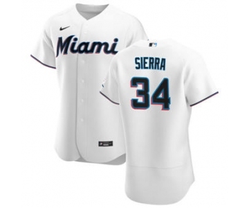 Men's Nike Miami Marlins #34 Magneuris Sierra White Home 2020 Authentic Player Baseball Jersey