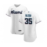 Men's Nike Miami Marlins #35 Richard Bleier White Home 2020 Authentic Player Baseball Jersey