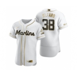 Men's Nike Miami Marlins #38 Jorge Alfaro White 2020 Authentic Golden Edition Baseball Jersey