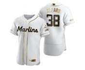 Men's Nike Miami Marlins #38 Jorge Alfaro White 2020 Authentic Golden Edition Baseball Jersey