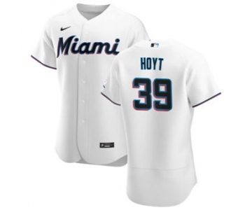 Men's Nike Miami Marlins #39 James Hoyt White Home 2020 Authentic Player Baseball Jersey