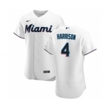 Men's Nike Miami Marlins #4 Monte Harrison White Home 2020 Authentic Player Baseball Jersey