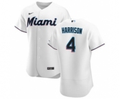 Men's Nike Miami Marlins #4 Monte Harrison White Home 2020 Authentic Player Baseball Jersey