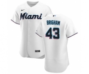 Men's Nike Miami Marlins #43 Jeff Brigham White Home 2020 Authentic Player Baseball Jersey