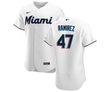 Men's Nike Miami Marlins #47 Harold Ramirez White Home 2020 Authentic Player Baseball Jersey