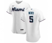 Men's Nike Miami Marlins #5 Jon Berti White Home 2020 Authentic Player Baseball Jersey