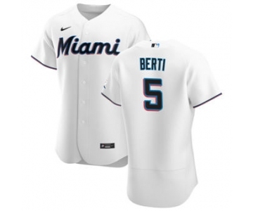 Men's Nike Miami Marlins #5 Jon Berti White Home 2020 Authentic Player Baseball Jersey