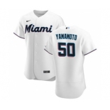 Men's Nike Miami Marlins #50 Jordan Yamamoto White Home 2020 Authentic Player Baseball Jersey