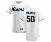 Men's Nike Miami Marlins #50 Jordan Yamamoto White Home 2020 Authentic Player Baseball Jersey