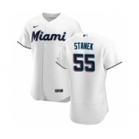 Men's Nike Miami Marlins #55 Ryne Stanek White Home 2020 Authentic Player Baseball Jersey