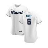 Men's Nike Miami Marlins #6 Starling Marte White Home 2020 Authentic Player Baseball Jersey