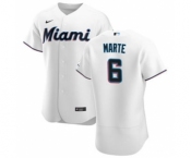 Men's Nike Miami Marlins #6 Starling Marte White Home 2020 Authentic Player Baseball Jersey