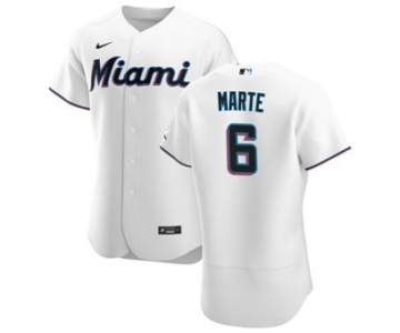 Men's Nike Miami Marlins #6 Starling Marte White Home 2020 Authentic Player Baseball Jersey