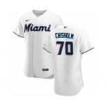 Men's Nike Miami Marlins #70 Jazz Chisholm White Home 2020 Authentic Player Baseball Jersey