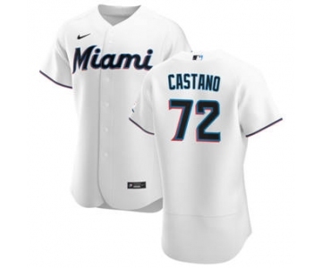 Men's Nike Miami Marlins #72 Daniel Castano White Home 2020 Authentic Player Baseball Jersey