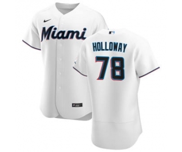 Men's Nike Miami Marlins #78 Jordan Holloway White Home 2020 Authentic Player Baseball Jersey