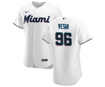 Men's Nike Miami Marlins #96 Alex Vesia White Home 2020 Authentic Player Baseball Jersey